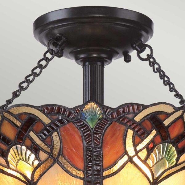 Tiffany Cambridge loftlampe i vintage bronze-finish med 2 lyskilder - Image 4