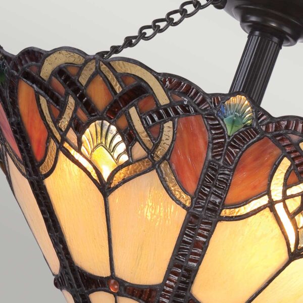 Tiffany Cambridge loftlampe i vintage bronze-finish med 2 lyskilder - Image 2