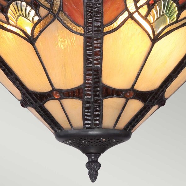 Tiffany Cambridge loftlampe i vintage bronze-finish med 2 lyskilder - Image 3