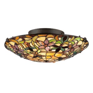 Tiffany Kami loftlampe i vintage bronze-finish med 2 lyskilder