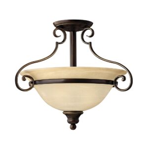 Viborg loftlampe i antik bronze-finish med røgfarvet glas og 2 lyskilder