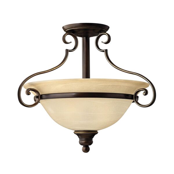 Viborg loftlampe i antik bronze-finish med røgfarvet glas og 2 lyskilder