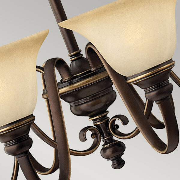 Viborg lysekrone i antik bronze-finish med røgfarvet glas og 6 lyskilder - Image 3