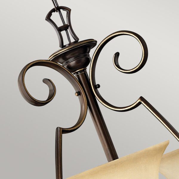 Viborg lysekrone i antik bronze-finish med røgfarvet glas og 9 lyskilder - Image 4