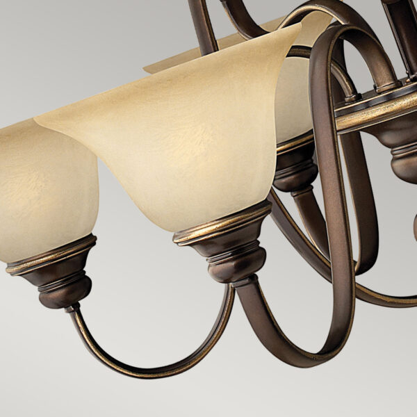Viborg lysekrone i antik bronze-finish med røgfarvet glas og 9 lyskilder - Image 6