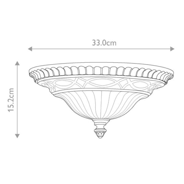 Helsingør 3 loftlampe i valnødsfarvet rustik jern-finish med riflet glas og 2 lyskilder - Image 7