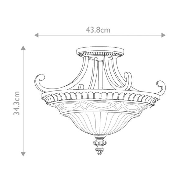Helsingør 2 loftlampe i valnødsfarvet rustik jern-finish med riflet glas og 2 lyskilder - Image 7