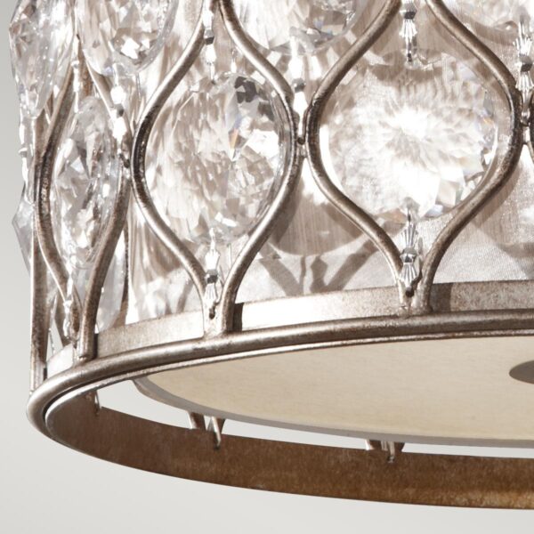 Holte loftlampe med krystaller i bruneret sølv-finish med 2 lyskilder - Image 5