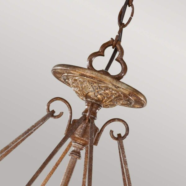 Marcella chandelier i patineret bronze og guld-finish med creme glas og 3 lyskilder - Image 3