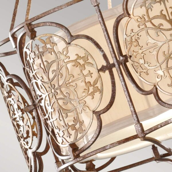 Marcella chandelier i patineret bronze og guld-finish med creme glas og 3 lyskilder - Image 4