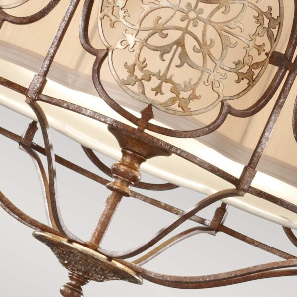 Marcella chandelier i patineret bronze og guld-finish med creme glas og 3 lyskilder - Image 5