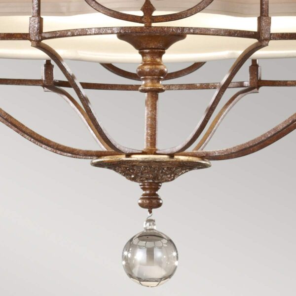 Marcella chandelier i patineret bronze og guld-finish med creme glas og 3 lyskilder - Image 6