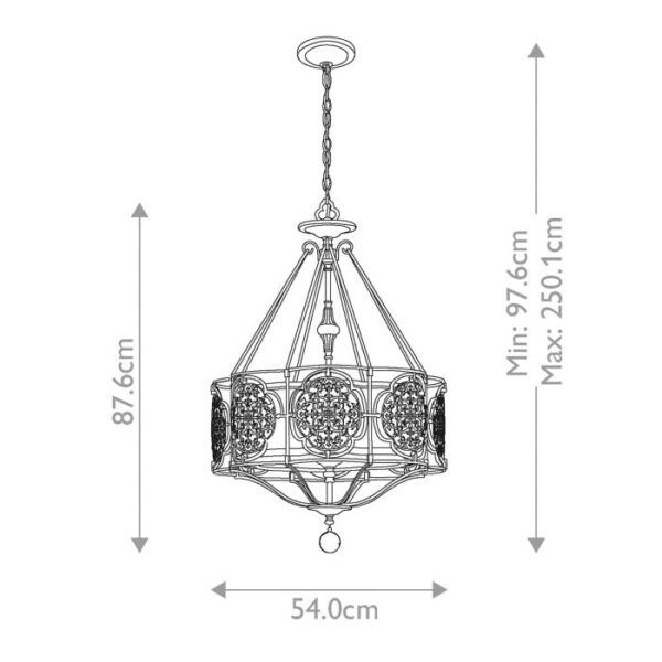 Marcella chandelier i patineret bronze og guld-finish med creme glas og 3 lyskilder - Image 9