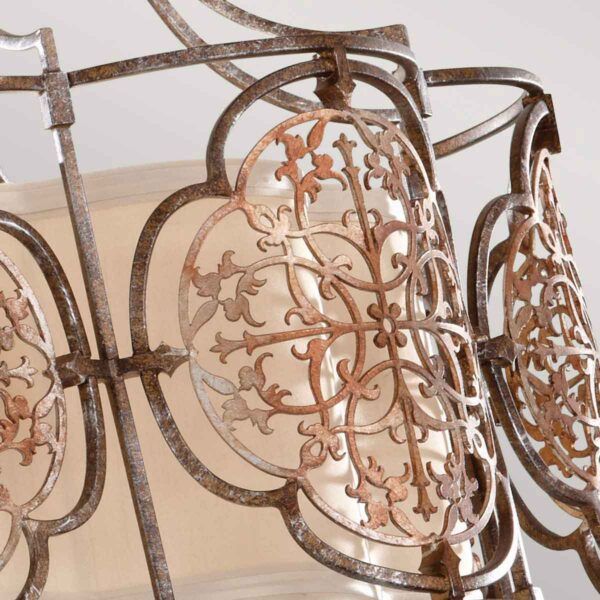 Marcella loftlampe i patineret bronze og guld-finish med creme glas og 3 lyskilder - Image 3