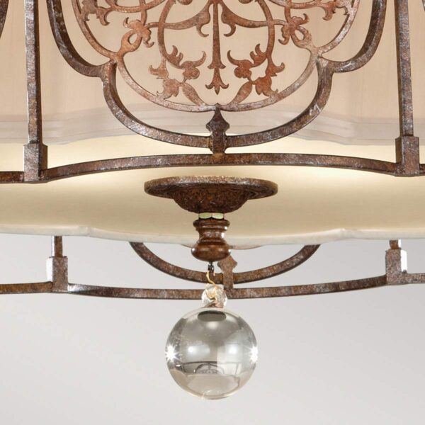 Marcella loftlampe i patineret bronze og guld-finish med creme glas og 3 lyskilder - Image 5