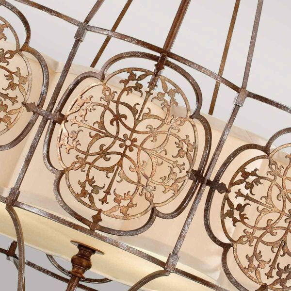 Marcella chandelier i patineret bronze og guld-finish med creme glas og 4 lyskilder - Image 3