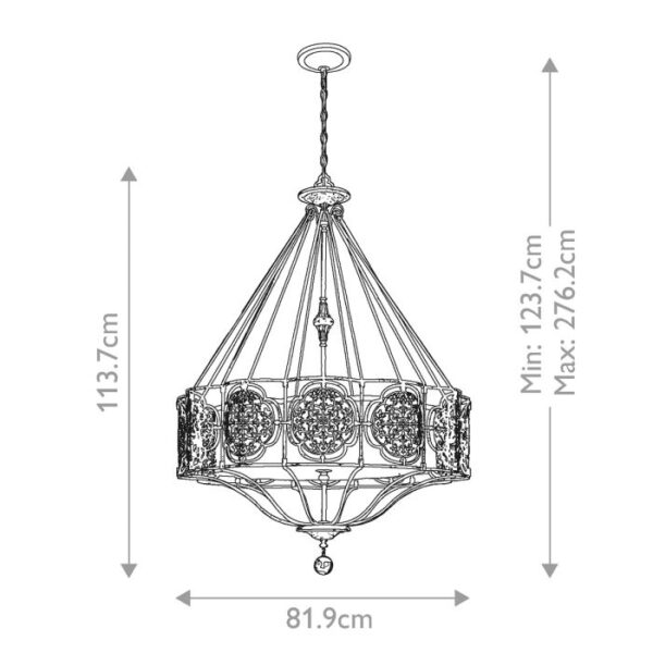 Marcella chandelier i patineret bronze og guld-finish med creme glas og 4 lyskilder - Image 8