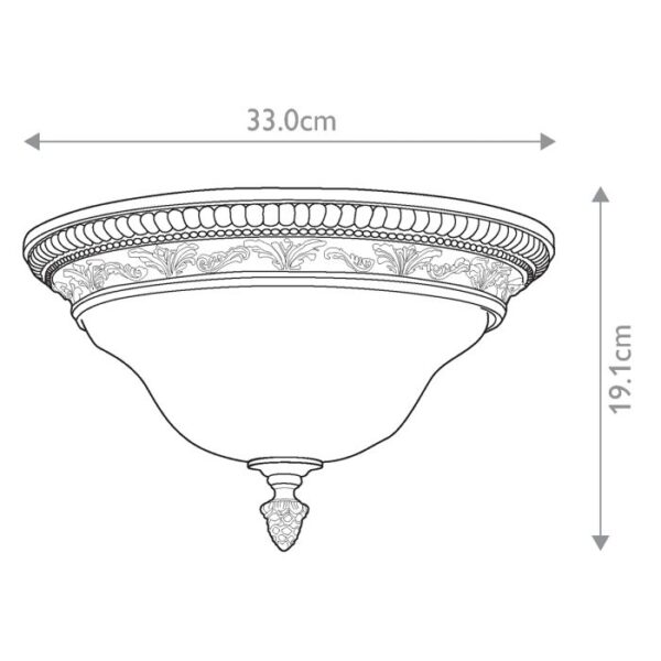 Ribe loftlampe i antik rustik skildpadde-finish med riflet glas og 2 lyskilder - Image 6