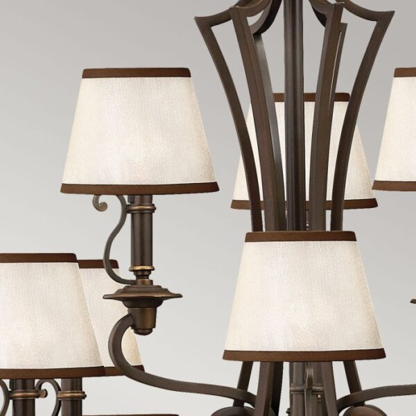 Espergærde chandelier i antik bronze-finish med organzaskærme og 15 lyskilder - Image 6