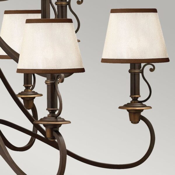 Espergærde chandelier i antik bronze-finish med organzaskærme og 15 lyskilder - Image 5