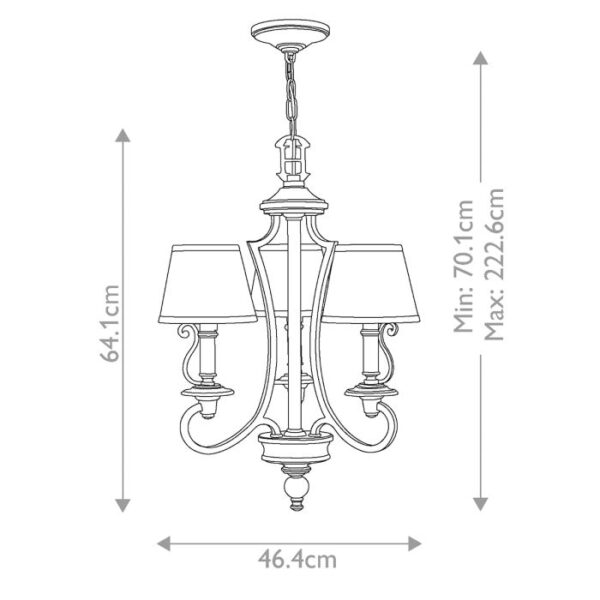Espergærde chandelier i antik bronze-finish med organzaskærme og 3 lyskilder - Image 9