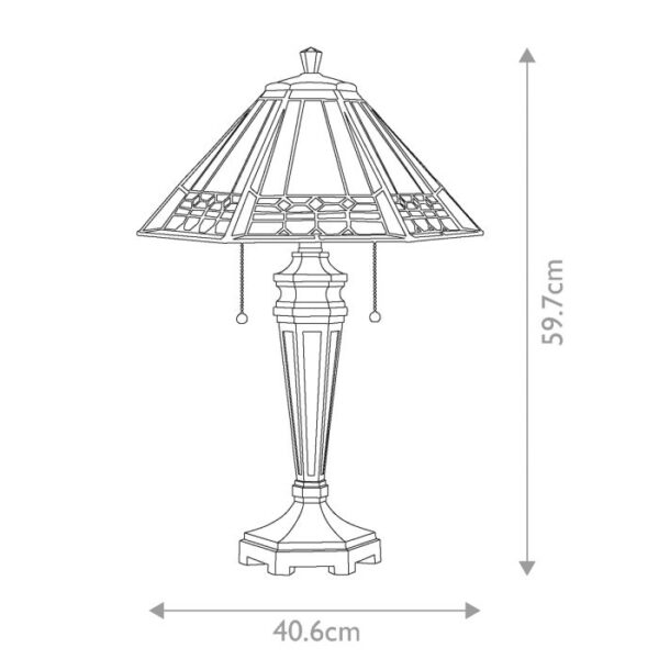 Tiffany Arden bordlampe i vintage bronze-finish med 2 lyskilder - Image 11