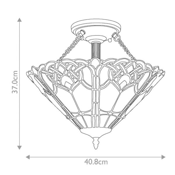Tiffany Cambridge loftlampe i vintage bronze-finish med 2 lyskilder - Image 12