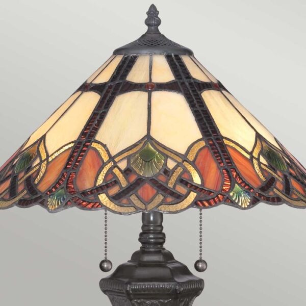 Tiffany Cambridge bordlampe i vintage bronze-finish med 2 lyskilder - Image 9