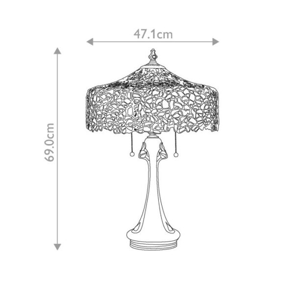 Tiffany Cobalt bordlampe i vintage bronze-finish med 3 lyskilder - Image 17