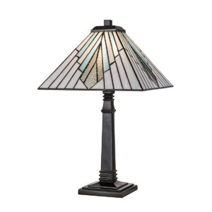 Tiffany Alderley L bordlampe i vintage bronze-finish med 1 lyskilde