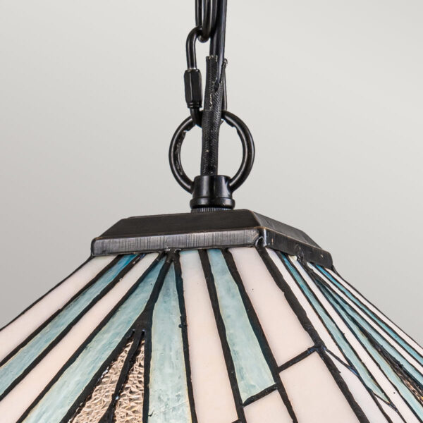 Tiffany Alderley hængelampe i kæde i vintage bronze-finish med 2 lyskilder - Image 6
