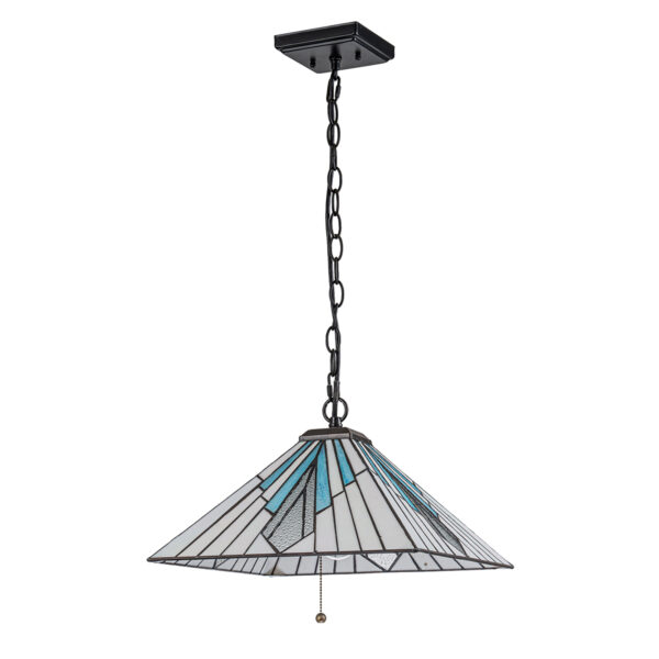 Tiffany Alderley hængelampe i kæde i vintage bronze-finish med 2 lyskilder - Image 2