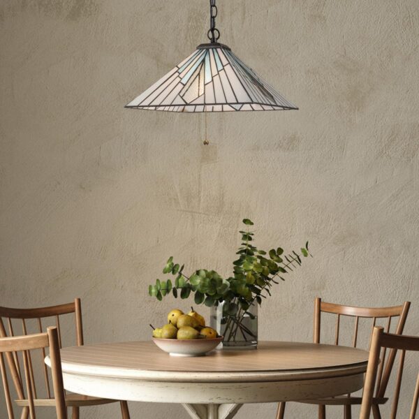 Tiffany Alderley hængelampe i kæde i vintage bronze-finish med 2 lyskilder - Image 3