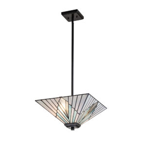 Tiffany Alderley hængelampe i stang i vintage bronze-finish med 2 lyskilder