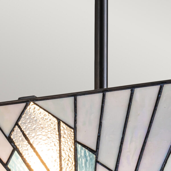 Tiffany Alderley hængelampe i stang i vintage bronze-finish med 2 lyskilder - Image 5