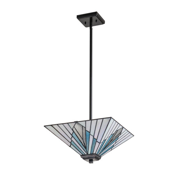 Tiffany Alderley hængelampe i stang i vintage bronze-finish med 2 lyskilder - Image 2