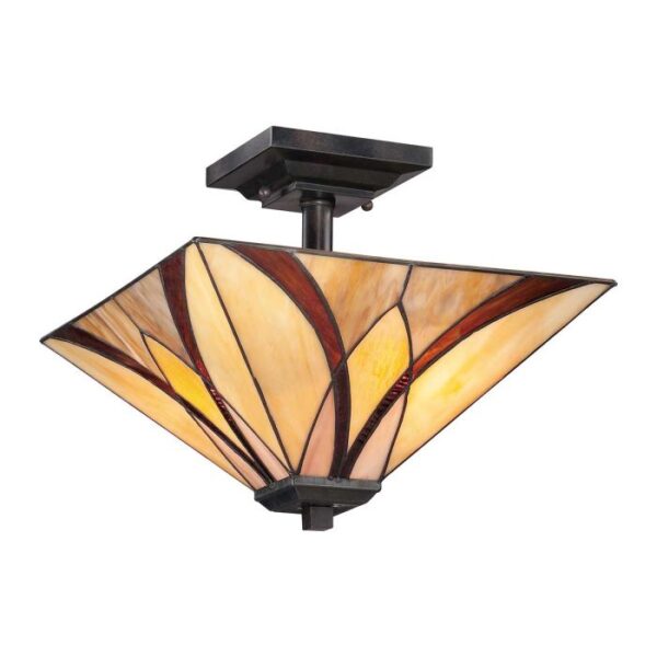 Tiffany Ashewille loftlampe 1 i vintage bronze-finish med 2 lyskilder - Image 4