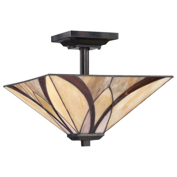 Tiffany Ashewille loftlampe 1 i vintage bronze-finish med 2 lyskilder - Image 3