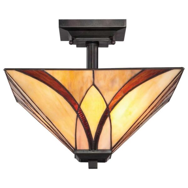 Tiffany Ashewille loftlampe 1 i vintage bronze-finish med 2 lyskilder - Image 2