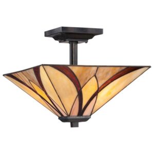 Tiffany Ashewille loftlampe 1 i vintage bronze-finish med 2 lyskilder