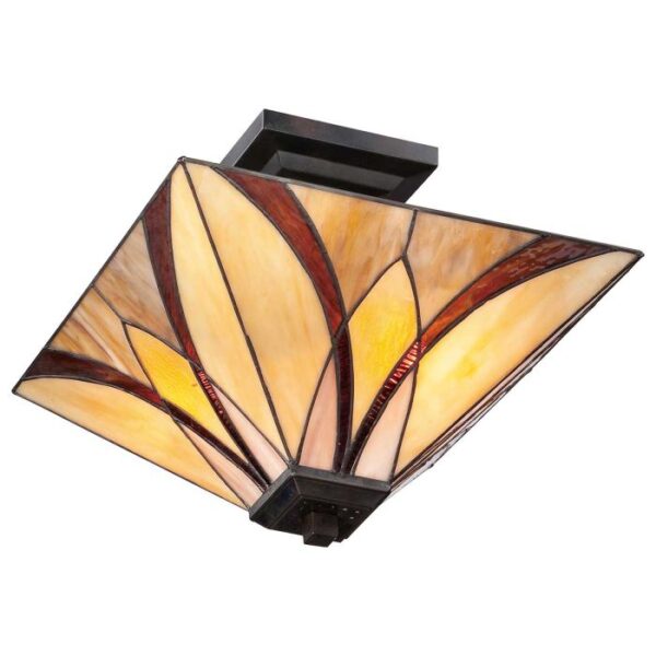 Tiffany Ashewille loftlampe 1 i vintage bronze-finish med 2 lyskilder - Image 5