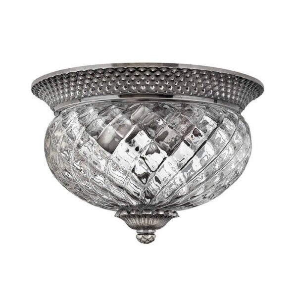 Plantation loftlampe i messing med nikkel-finish med 2 lyskilder