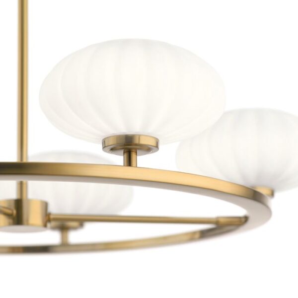 Kgs. Lyngby designer chandelier i rødguld-messing-finish med 5 opalglas og lyskilder - Image 5