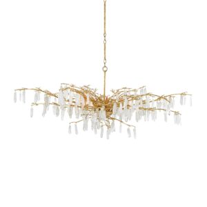 Forest Dawn designer chandelier med kvartskrystal og 8 lyskilder