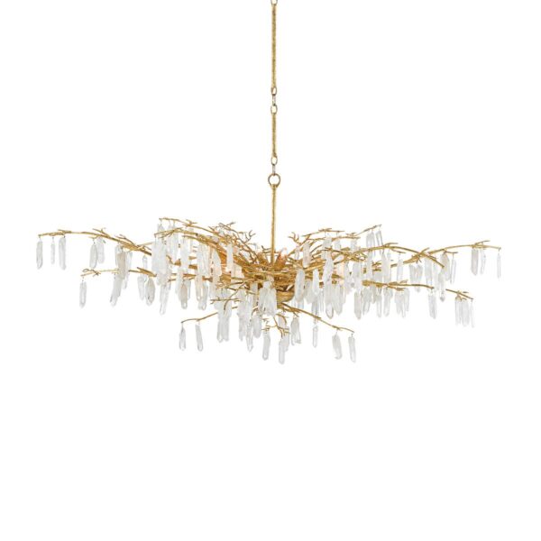 Forest Dawn designer chandelier med kvartskrystal og 8 lyskilder