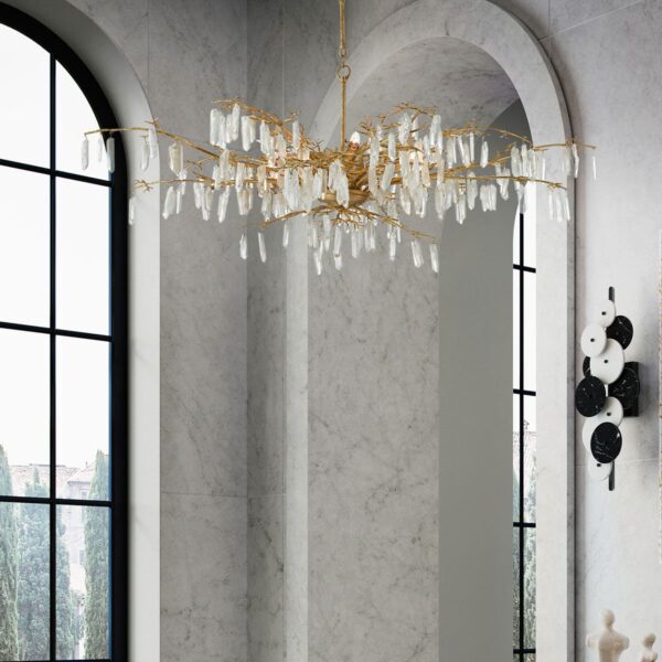 Forest Dawn designer chandelier med kvartskrystal og 8 lyskilder - Image 3